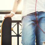 Skateboard Playing Standing Lifestyle Relaxing Concept